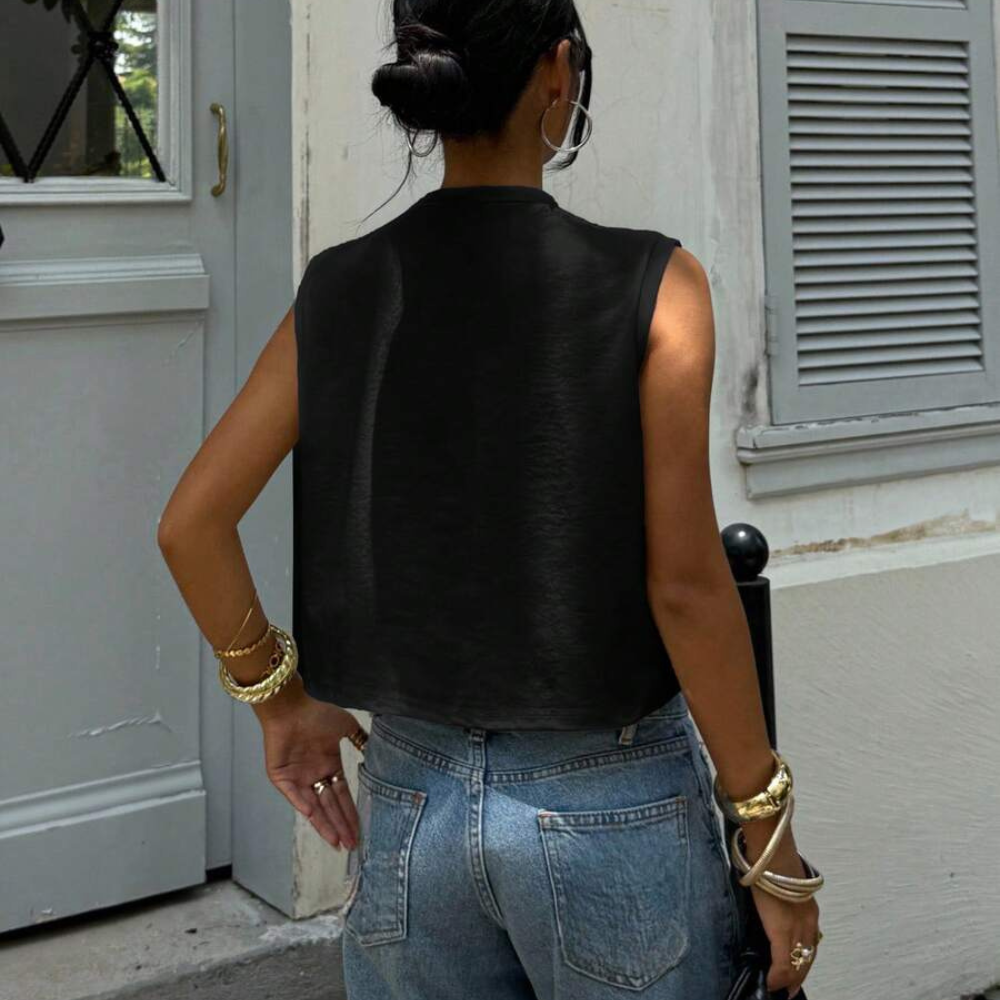 Casual Round Neck Cropped Tank Top