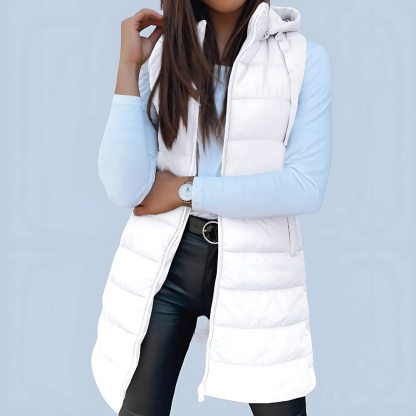 Women Long Hooded Puffer Vest