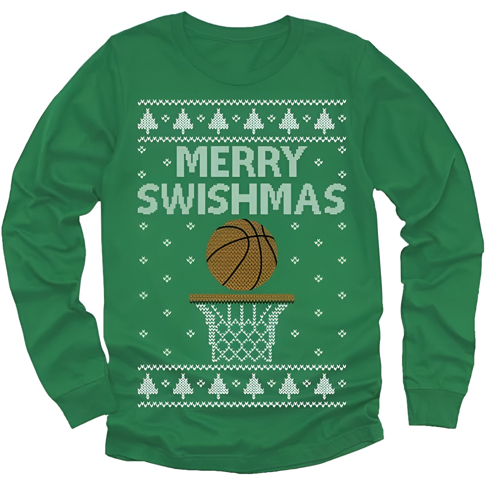 Merry Swishmas Printed Ugly Christmas Sweater for Boys and Girls