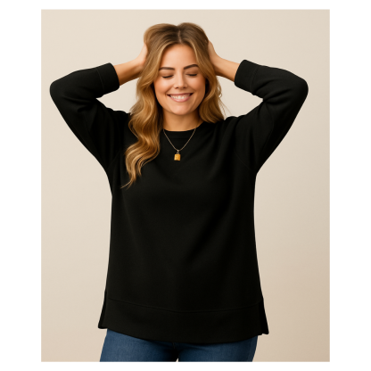 Long Sleeve Side Split Sweatshirt
