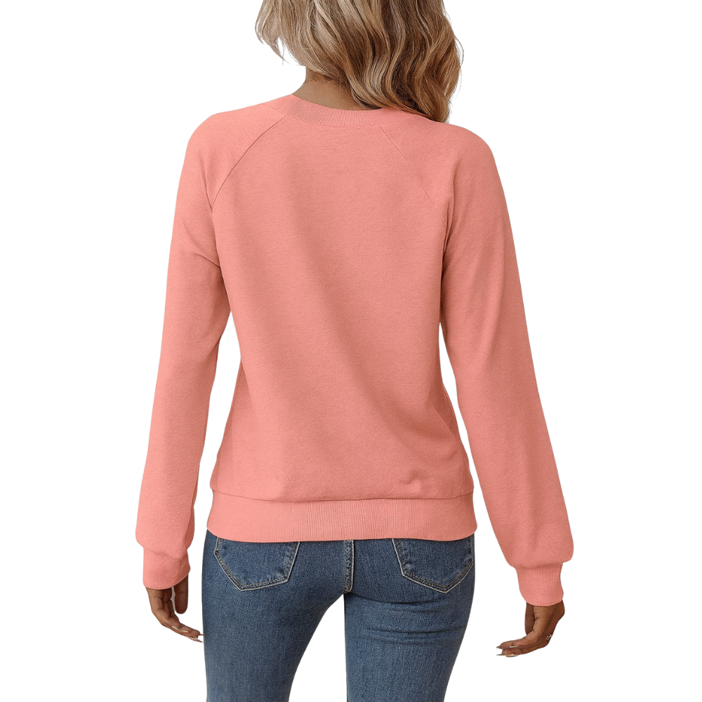 Casual Long Sleeve V Neck Loose Fit Pullover Sweatshirts