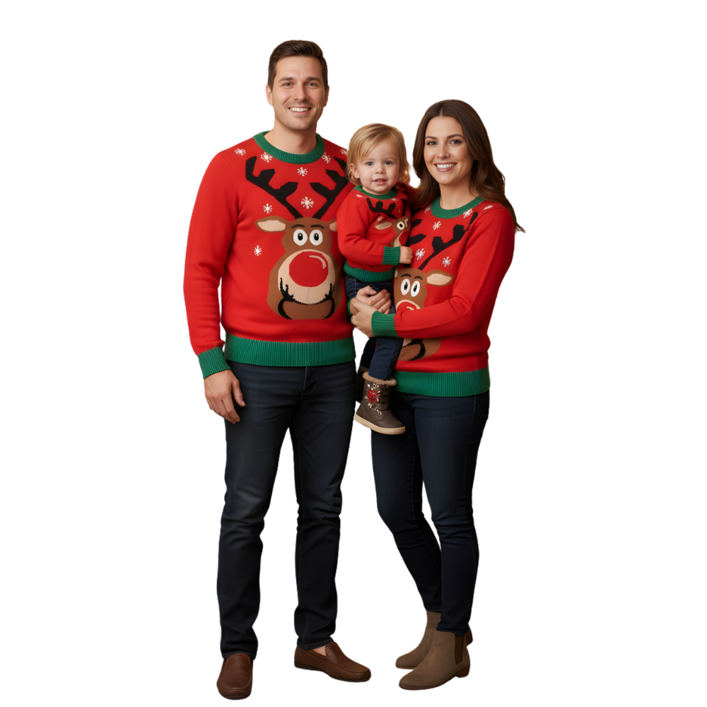Matching Family Reindeer Knit Christmas Holiday Sweater