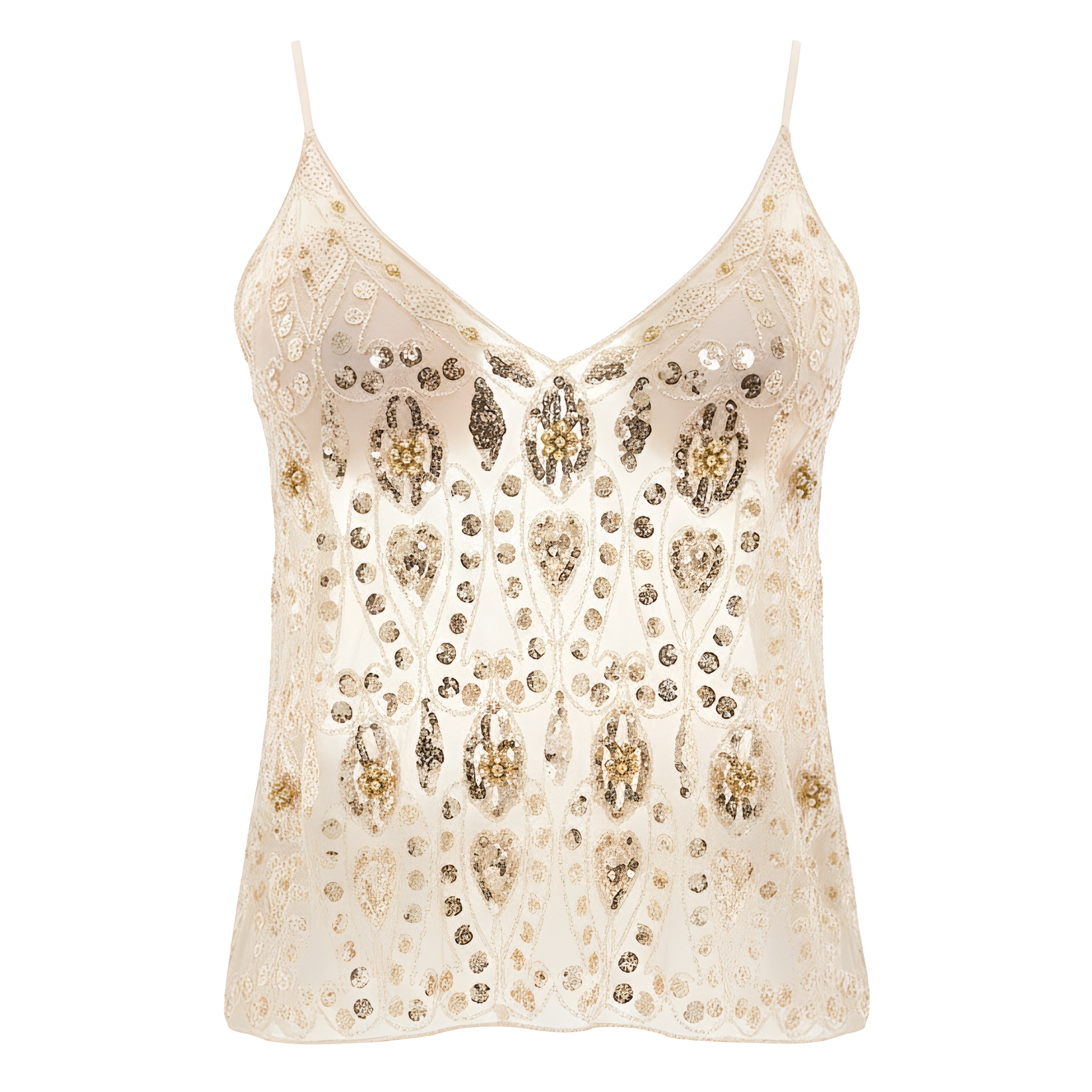 Handcrafted Beaded Mesh Sequin Camisole For Women