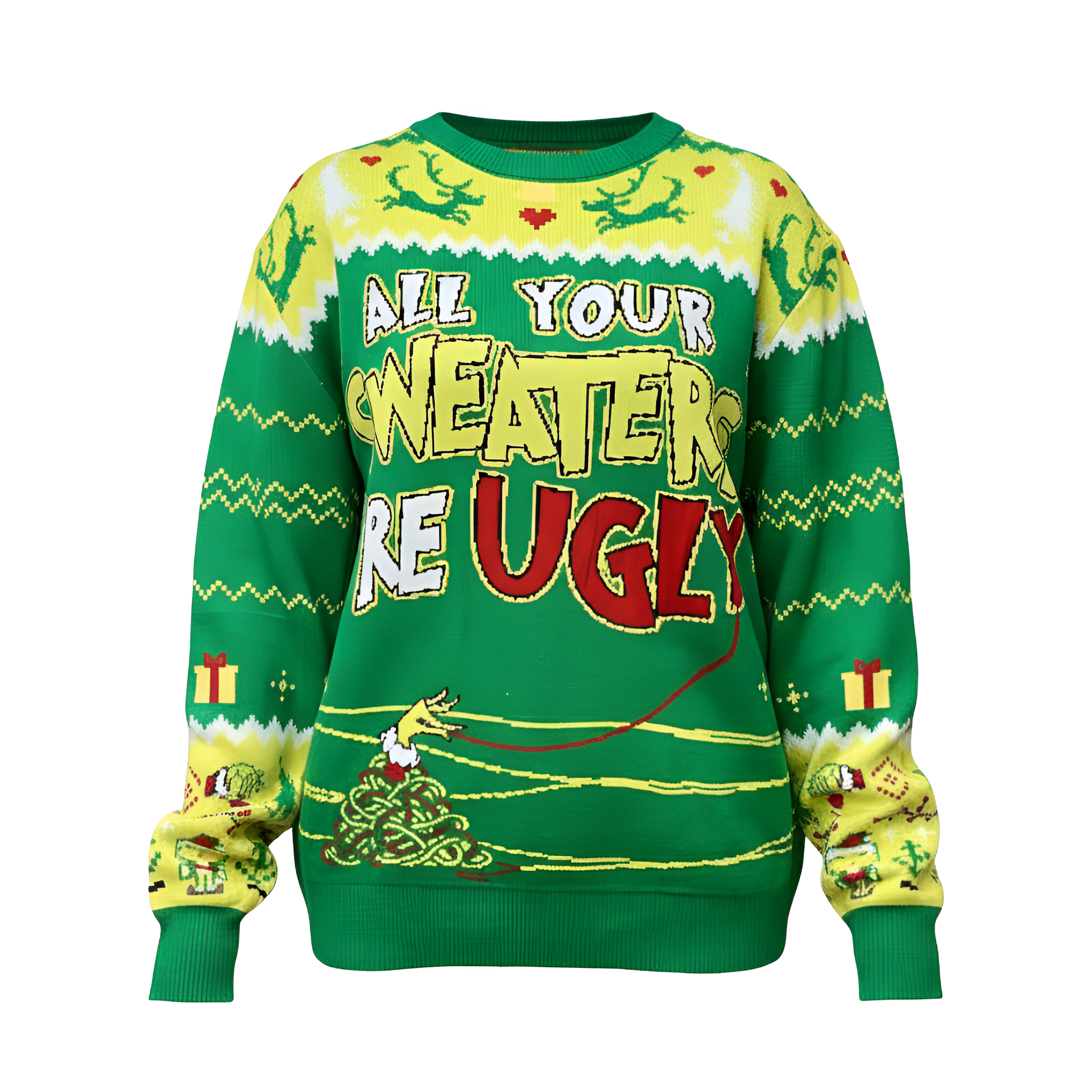 Knitted Ugly Christmas Sweater with Funny Quote Design