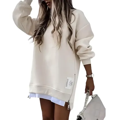 Oversized Sweatshirt With Zipper Slit For Women