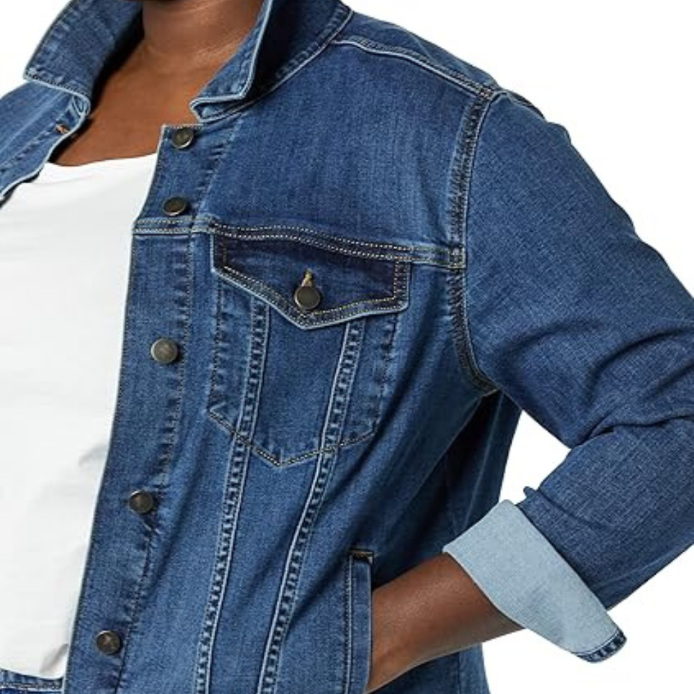 Women Classic Front Button with Pockets Denim Jacket
