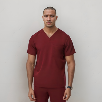 Professional Scrub Top For Men With Double Pocket And Pen Sleeve
