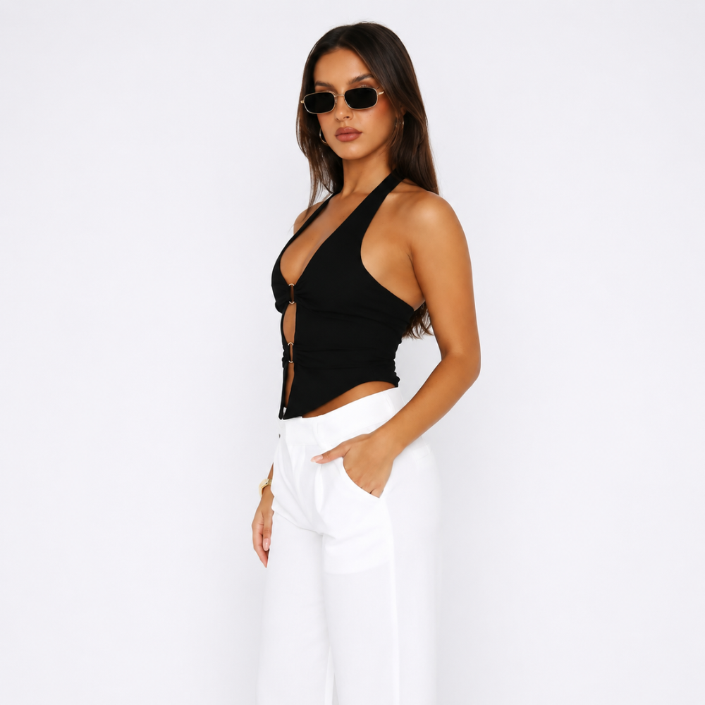 Solid Color Backless Camisole Tank Top For Women