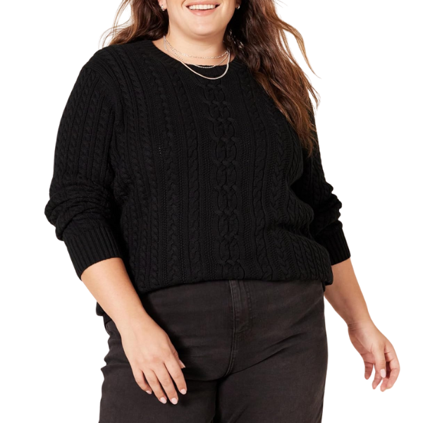 womens Fisherman Cable Crewneck Sweater