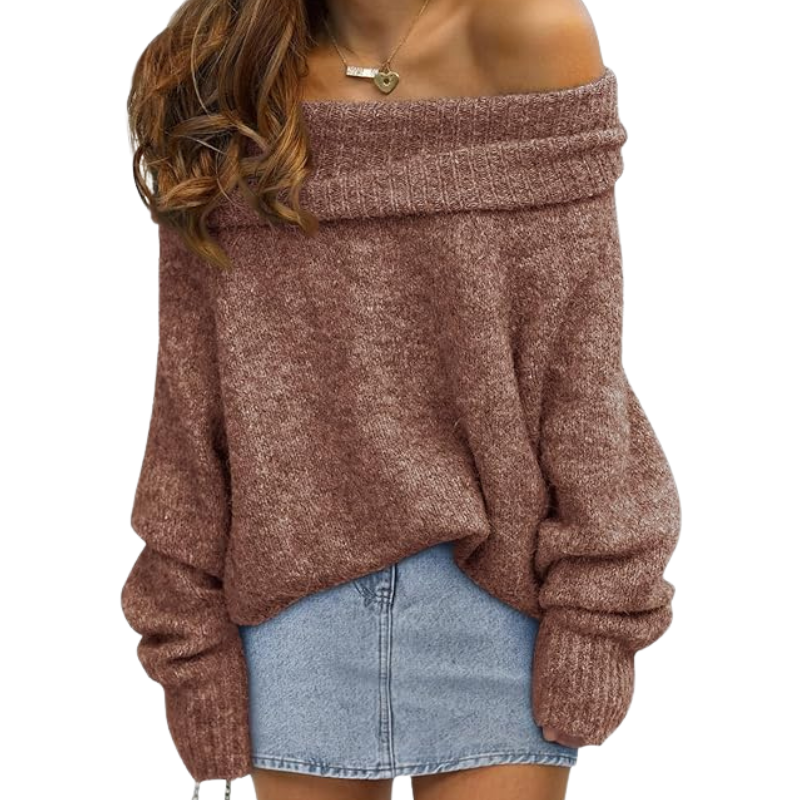 Womens Off The Shoulder Sweater Oversized Batwing Sleeve Loose Pullover Sweaters Tops