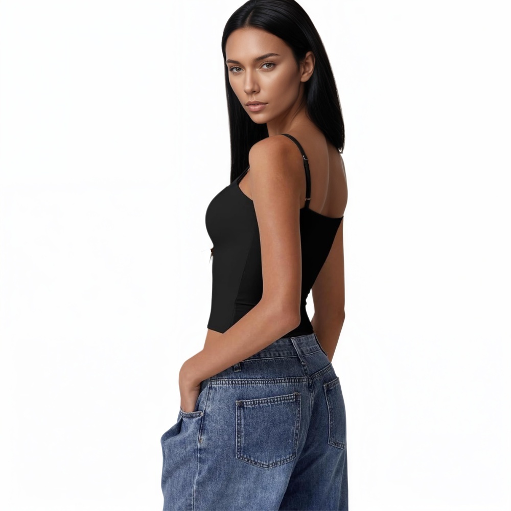 Double Lined Basic Tank Top Adjustable Spaghetti Straps Sleeveless