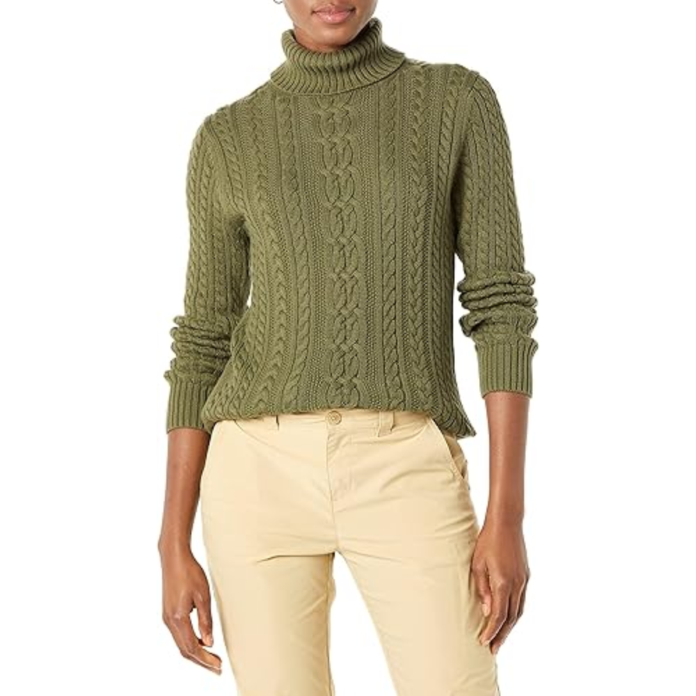 Women's Fisherman Cable Turtleneck Sweater