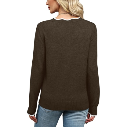 Scallop Trim Knit Pullover Cozy Lightweight Sweater For Women