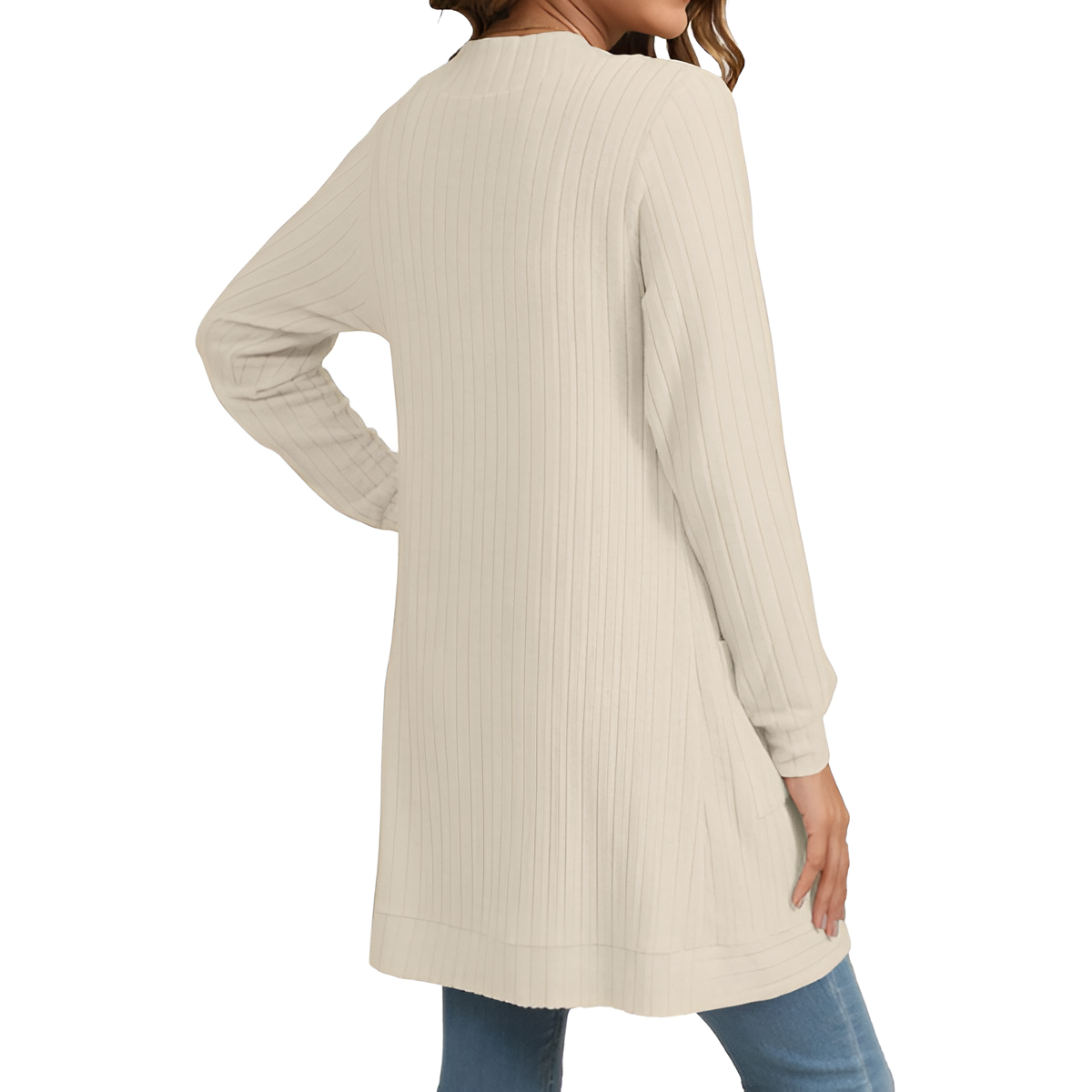 Women Long Sleeve Open Front Cardigan Casual Lightweight Long Cardigans Loose Knit Outwear with Pockets