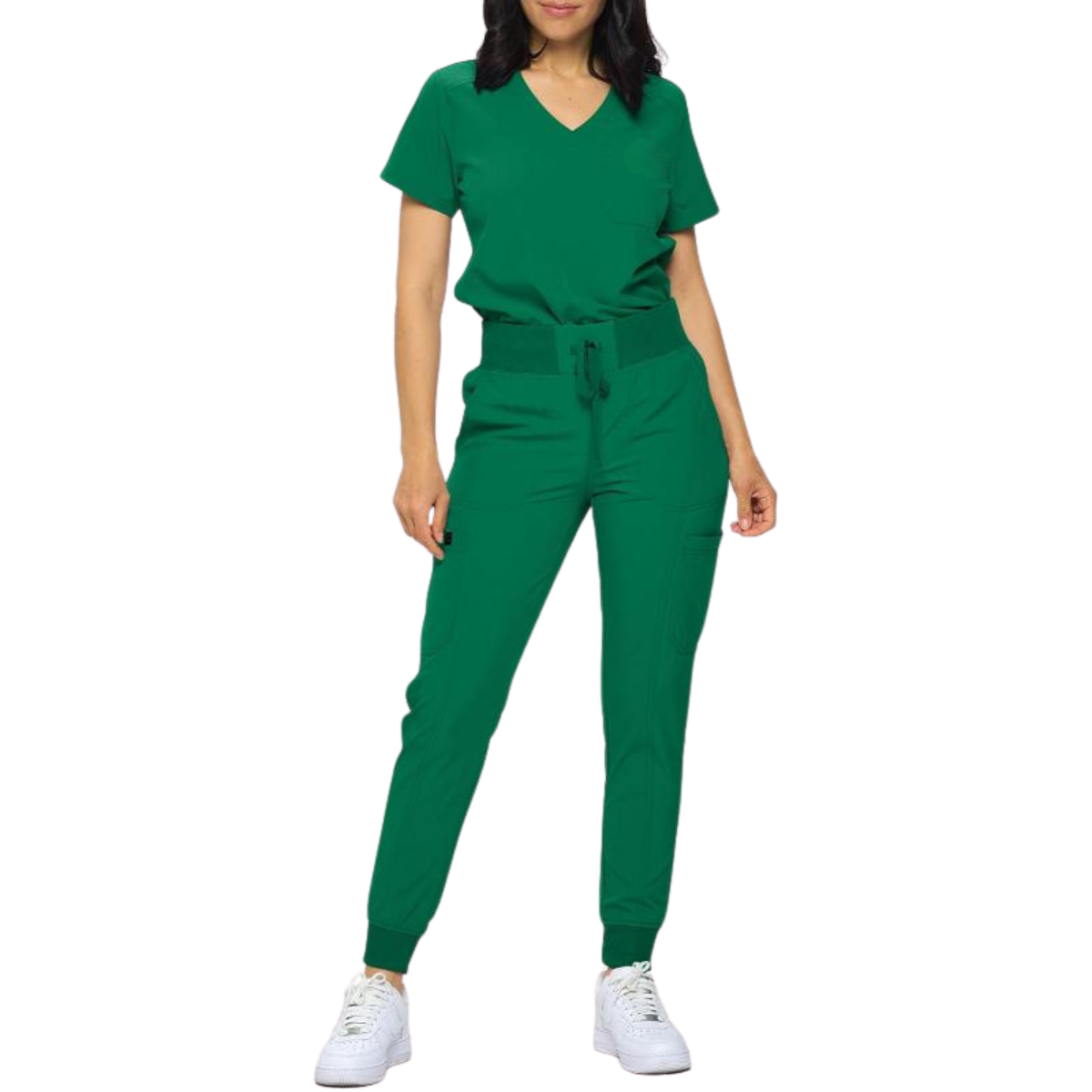 Women Stretchy Jogger Scrub Set With Tuck In Top