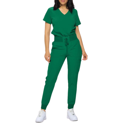 Women Stretchy Jogger Scrub Set With Tuck In Top