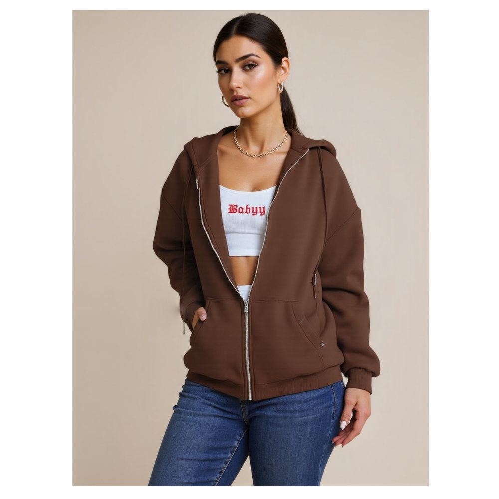 Oversized Womens Zip Up Hoodie Sweatshirt Jacket