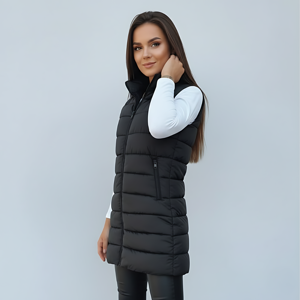 Women Long Hooded Puffer Vest
