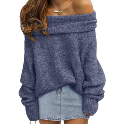 Womens Off The Shoulder Sweater Oversized Batwing Sleeve Loose Pullover Sweaters Tops