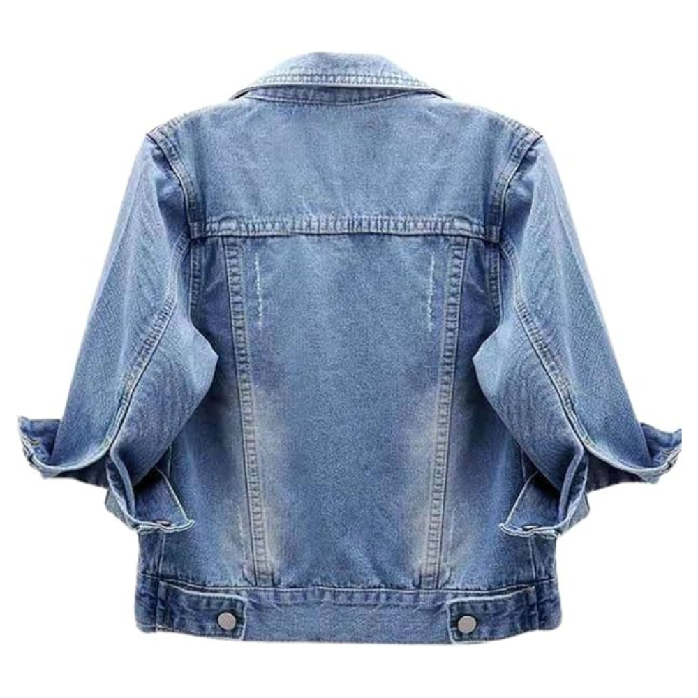 Women Cropped Full Sleeve Denim Jacket