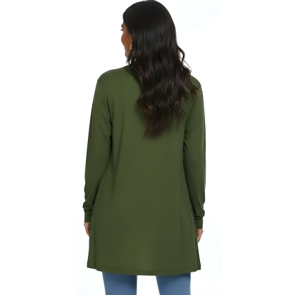 Lightweight Casual Open Front Long Cardigan With Pockets