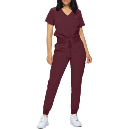 Women Stretchy Jogger Scrub Set With Tuck In Top