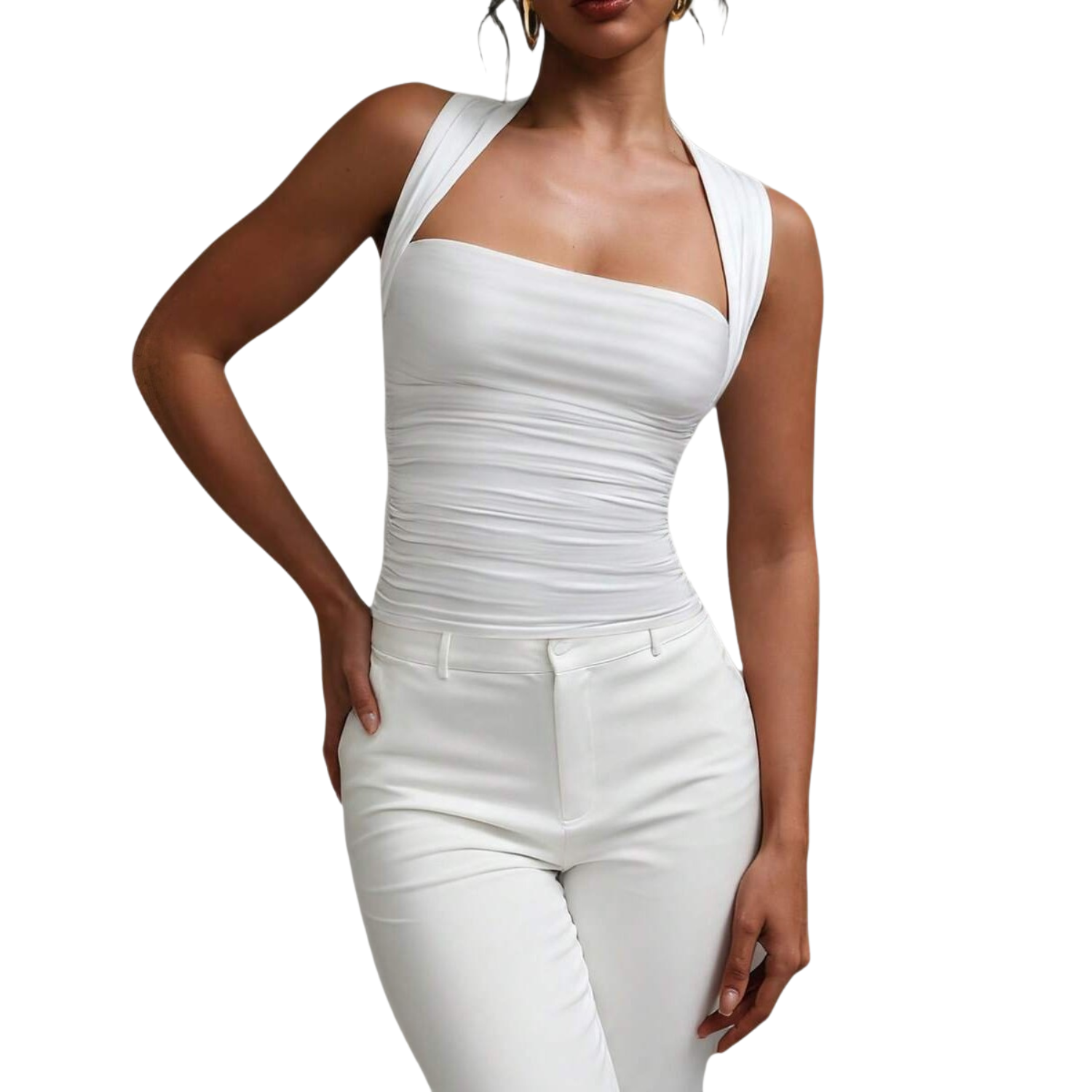 Casual Fitted Sleeveless Collared Camisole Top For Women