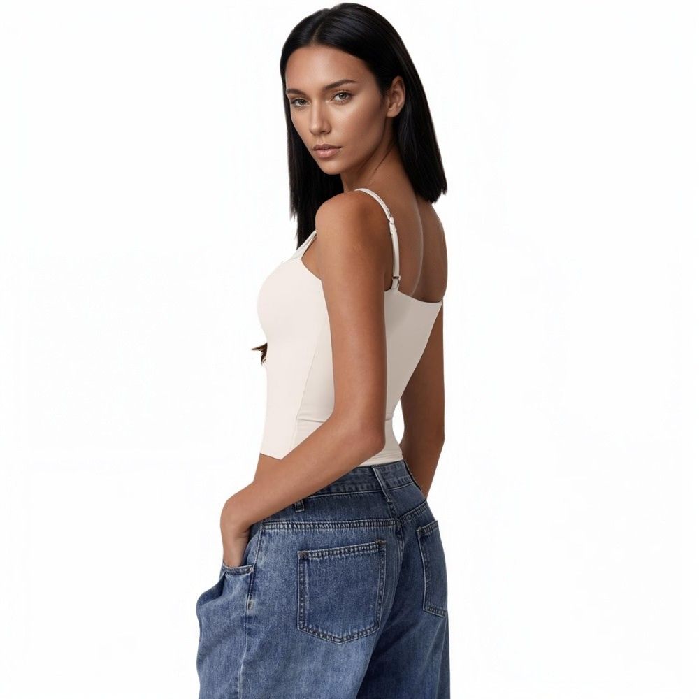 Double Lined Basic Tank Top Adjustable Spaghetti Straps Sleeveless