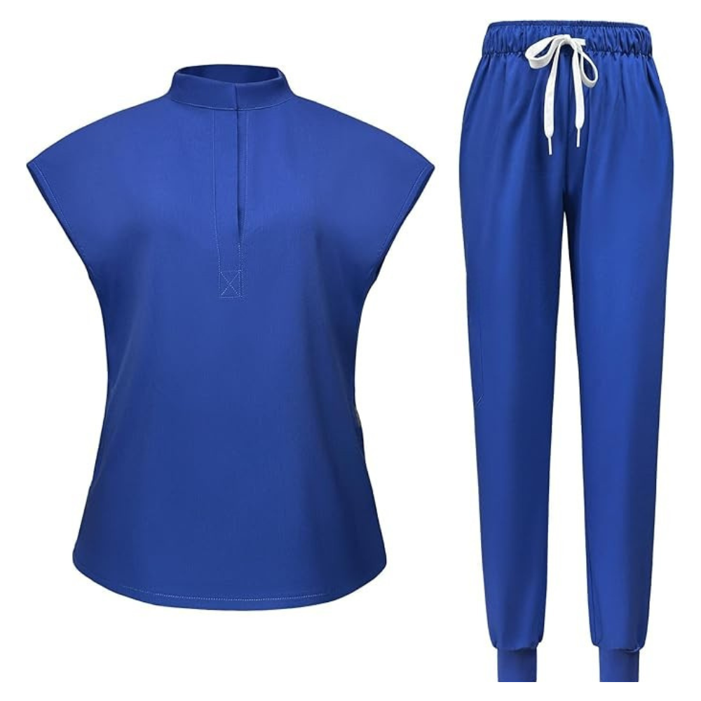 Women 6 Pocket Scrubs Set  Modern Medical Uniform Top and Jogger Pants