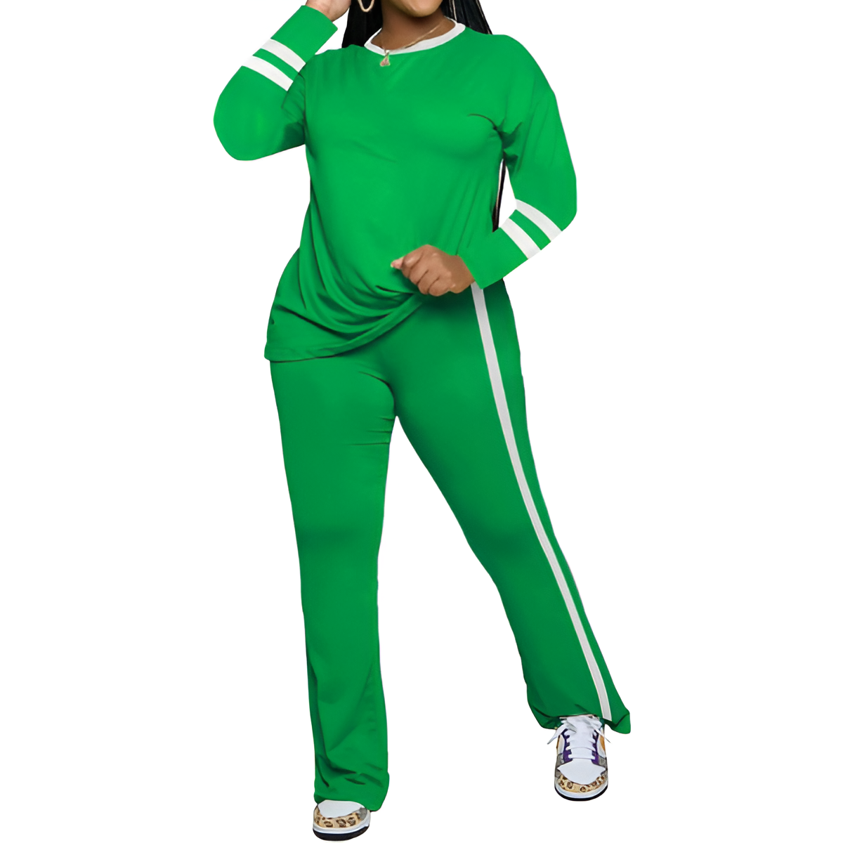 Two Piece Lounge Sets For Women With Long Sleeve Casual Top And Flare Pants