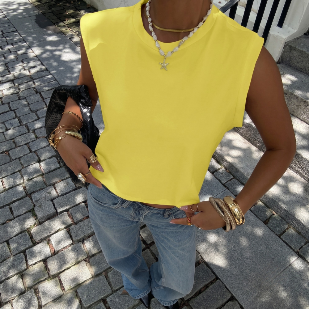 Casual Round Neck Cropped Tank Top