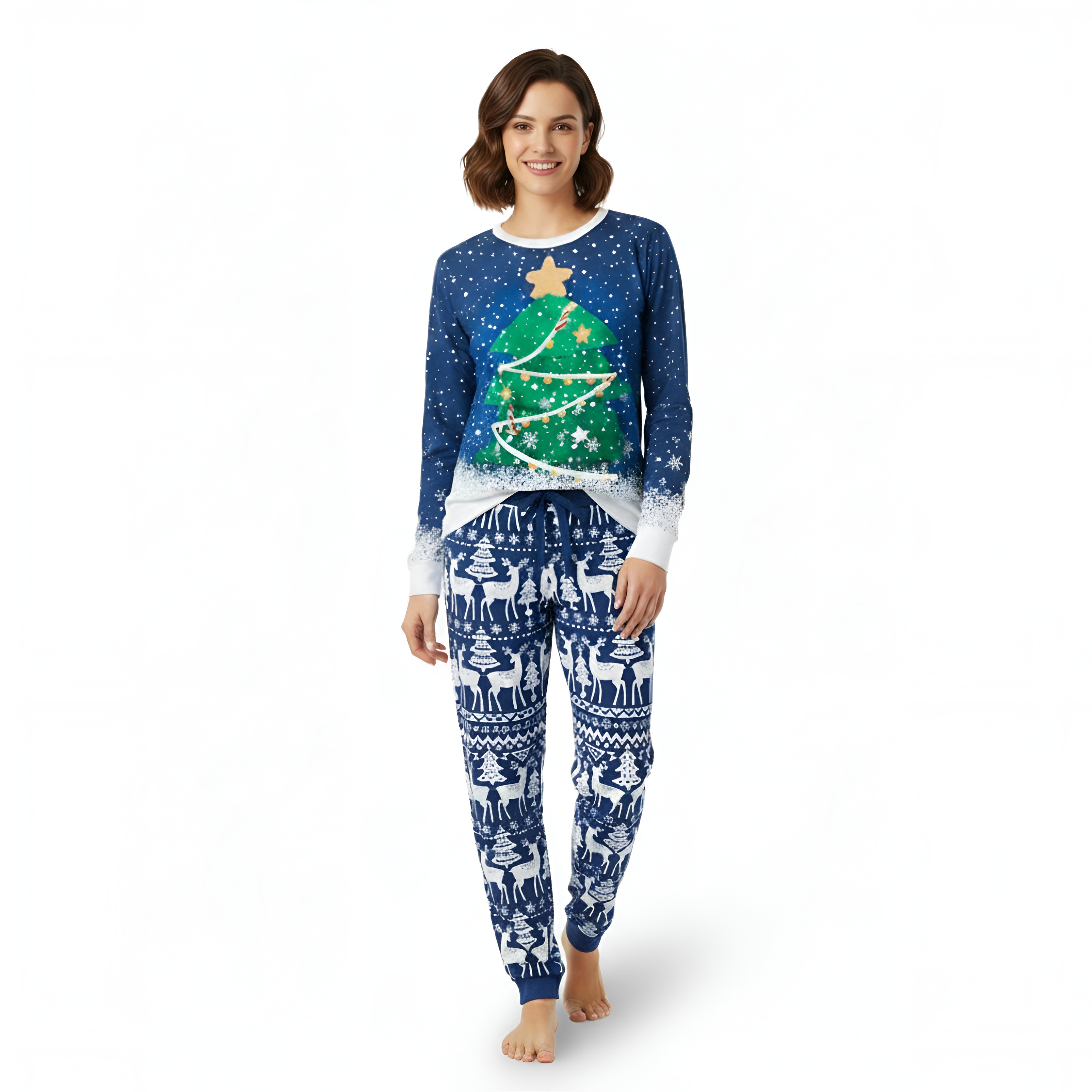 Christmas Tree Snowflake Printed Family Matching Christmas Pajama Set