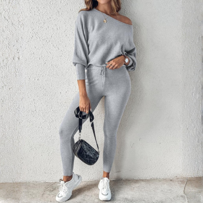 2 Piece Lounge Set With Long Sleeve Pullover And Drawstring Pants