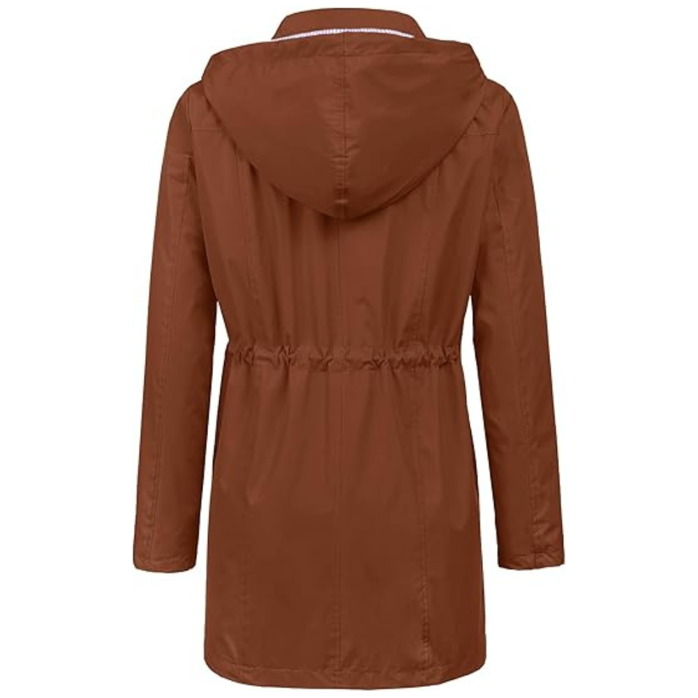 Waterproof Long Hooded Trench Coat Lined Windbreaker Travel Jacket