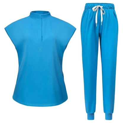 Women 6 Pocket Scrubs Set  Modern Medical Uniform Top and Jogger Pants
