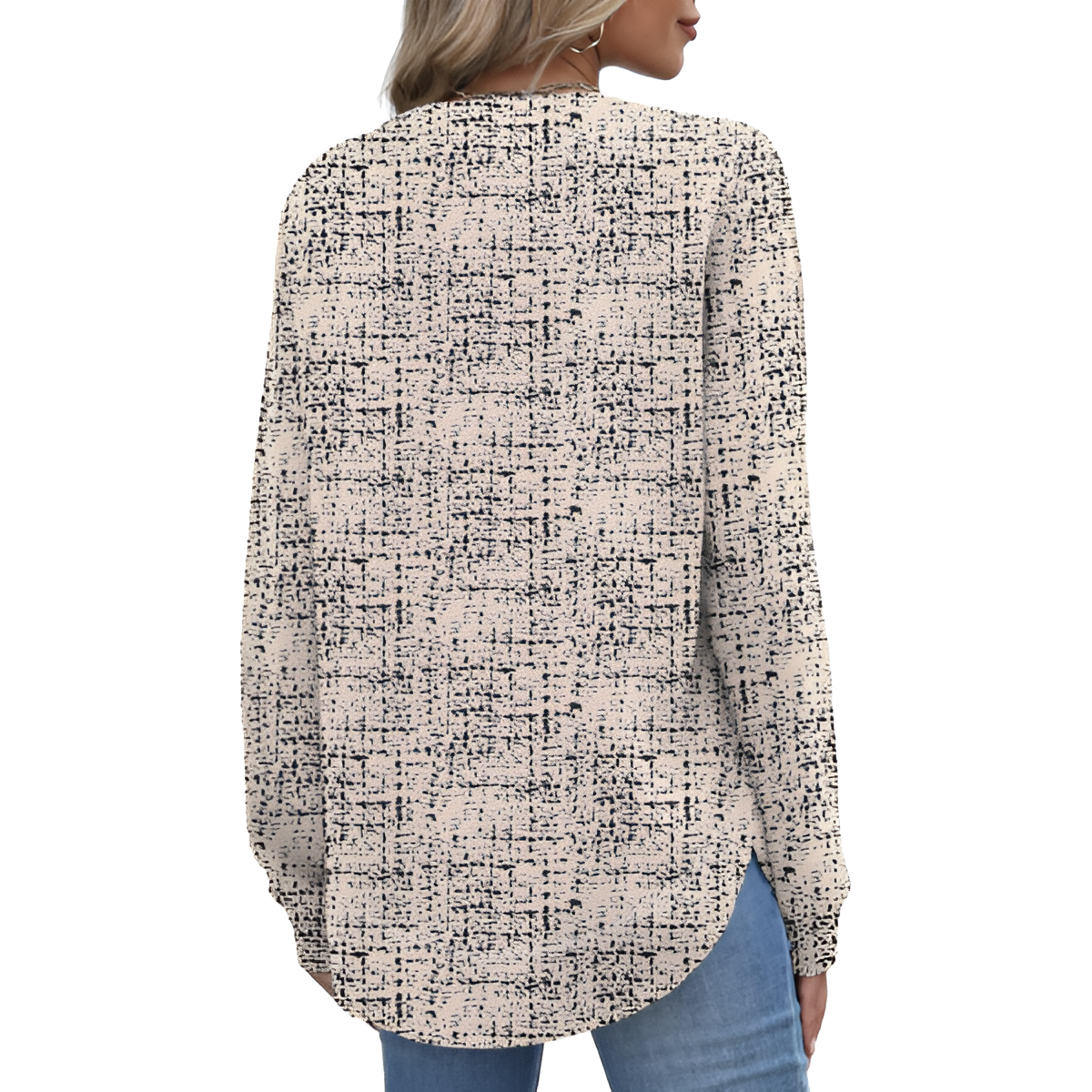 Tunic Tops for Women Loose Fit Dressy Long Sleeve Shirts Womens Sweaters Crew Neck Fall Clothing with Curved Hem