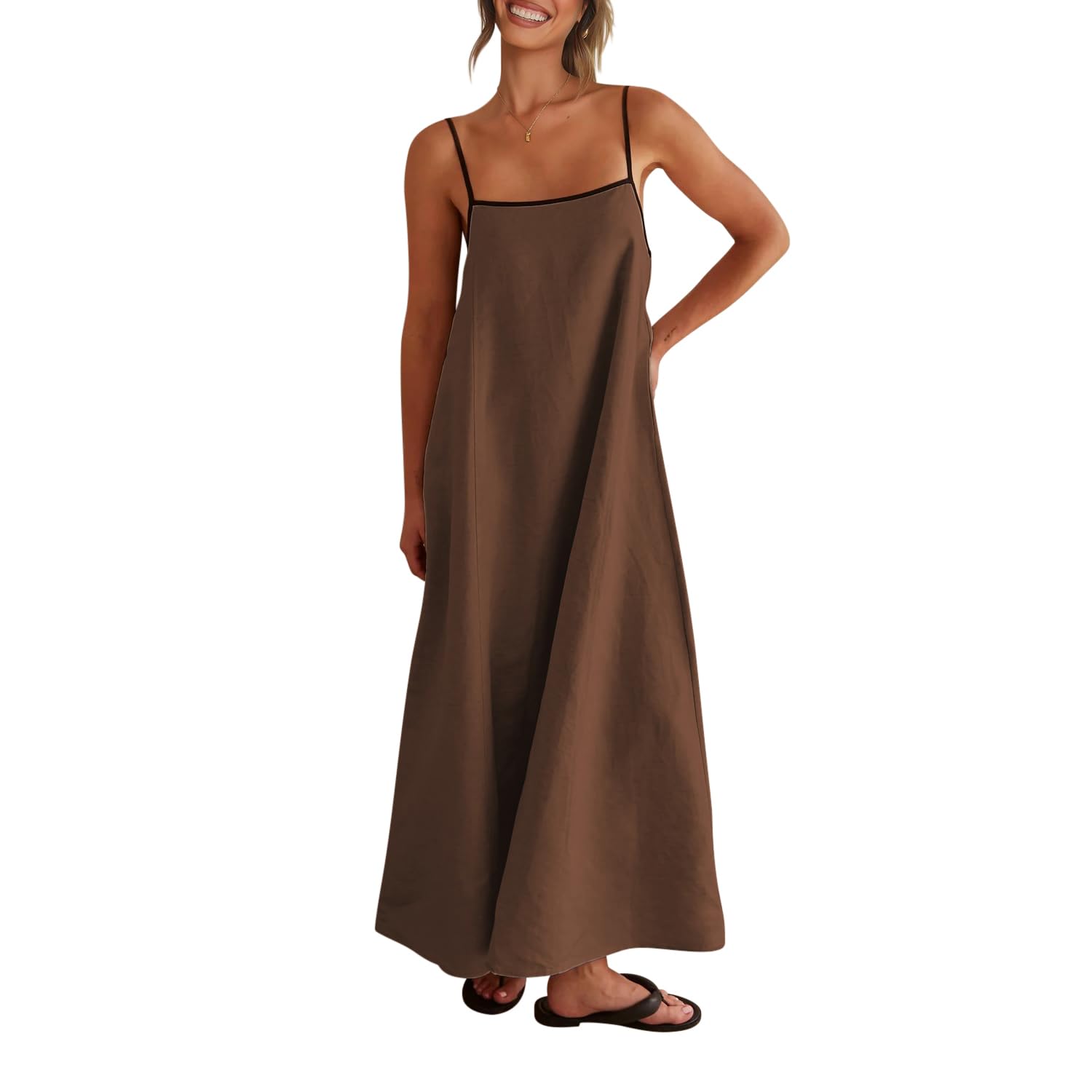 Solid Colored Contrast Spaghetti Strap Backless For Women