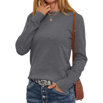 Women Long Sleeve Lightweight Crewneck Soft Basic Knit Loose Fit Pullover Top 2025 Fall Trendy Outfits