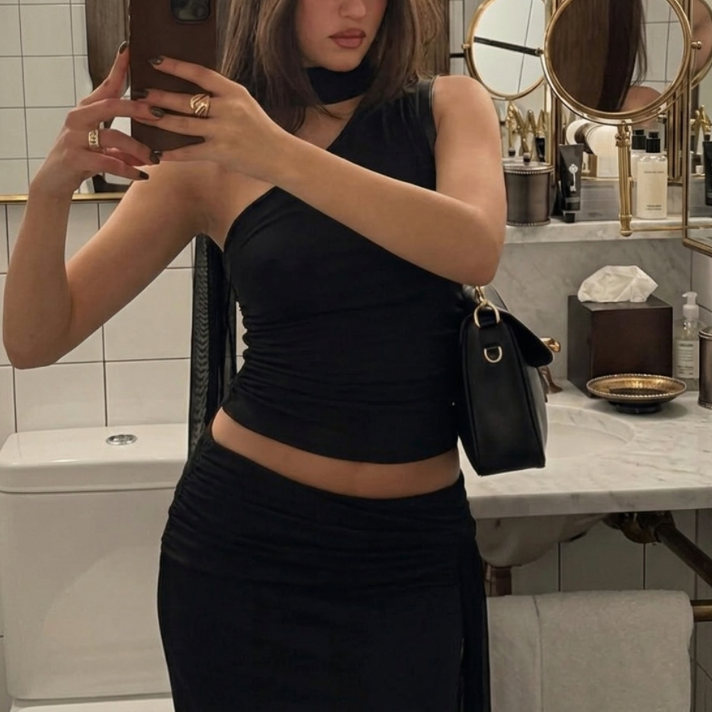 Camisole Style Slim Fit Ruched Crop Top For Women