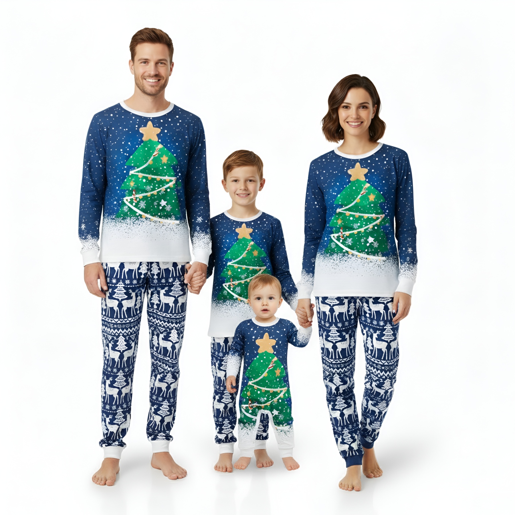 Christmas Tree Snowflake Printed Family Matching Christmas Pajama Set