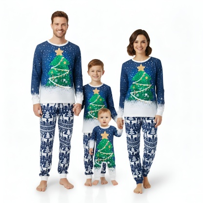 Christmas Tree Snowflake Printed Family Matching Christmas Pajama Set