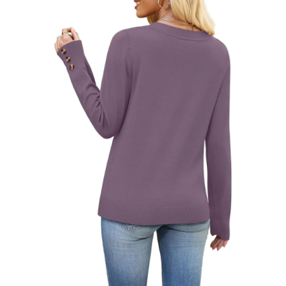ightweight Sweaters for Women Long Sleeve V Neck Knit Outfits with Decorative Buttons