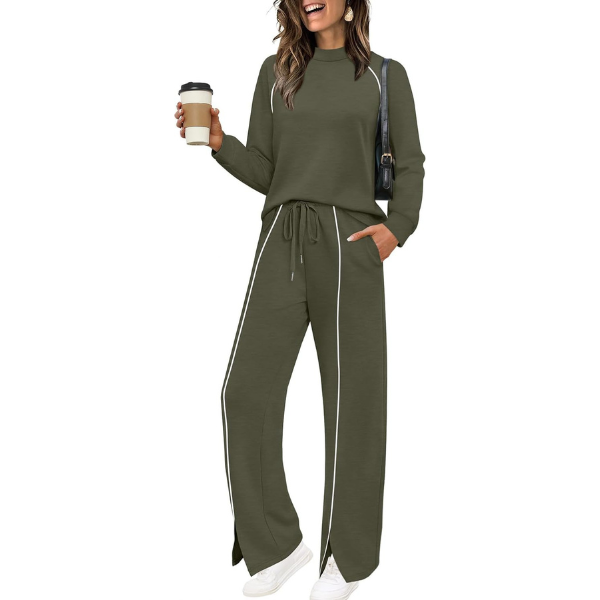 Lounge Sets for Women 2 Piece Fall Outfits 2025 Wide Leg Pant Matching Sets Womens Clothing