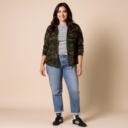 Camouflage Classic Fit Full Zip Polar Fleece Jacket For Women