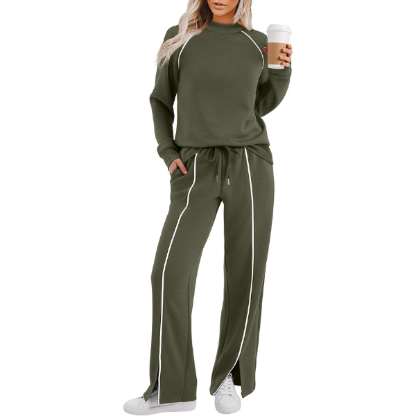 Lounge Sets for Women 2 Piece Fall Outfits 2025 Wide Leg Pant Matching Sets Womens Clothing