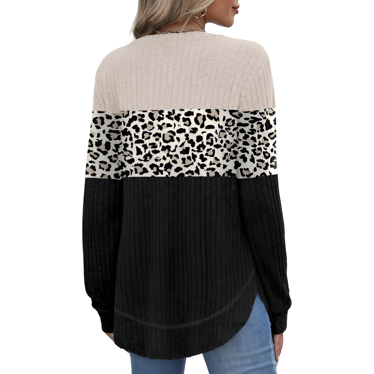 Tunic Tops for Women Loose Fit Dressy Long Sleeve Shirts Womens Sweaters Crew Neck Fall Clothing with Curved Hem