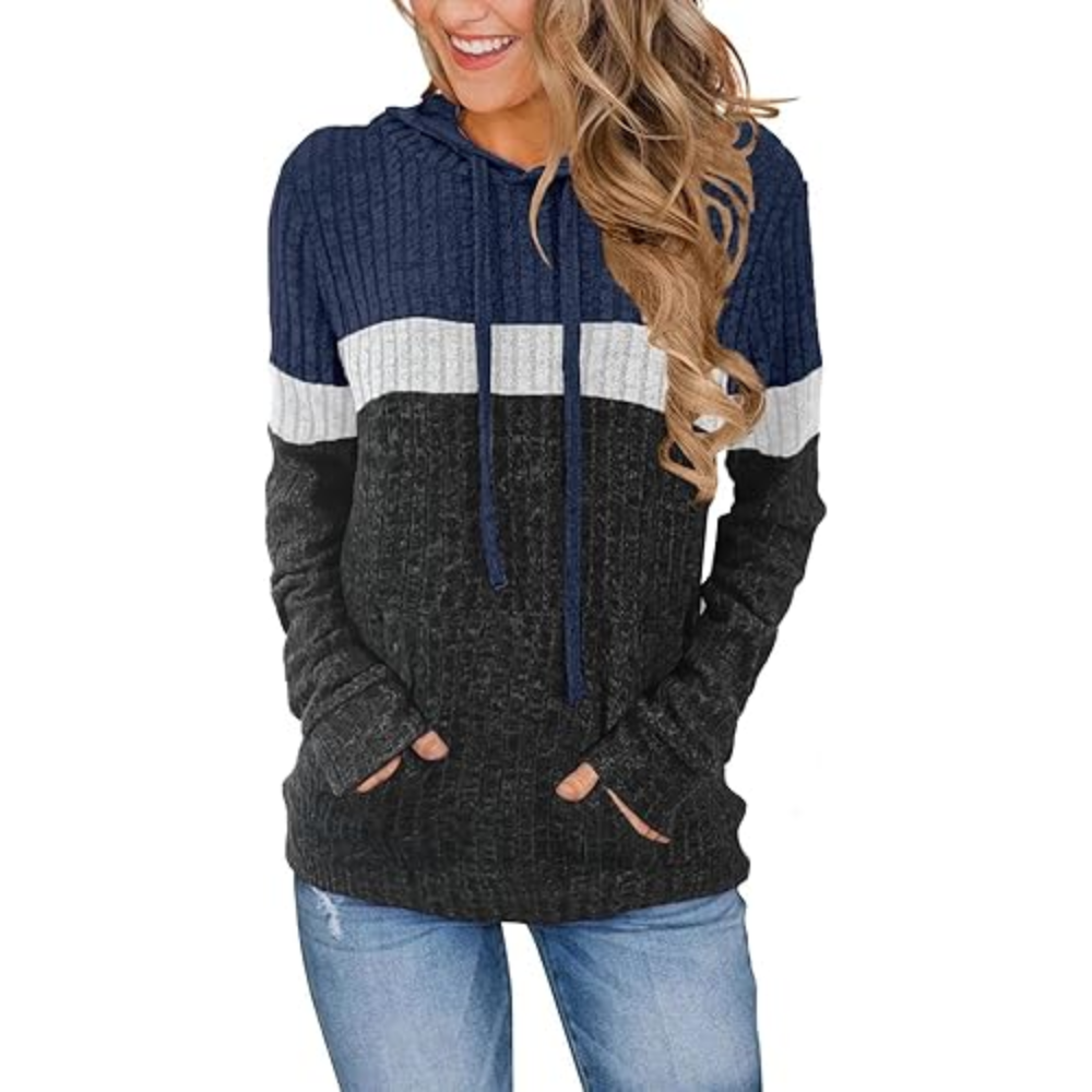 Women’s Color Block Knit Hoodie