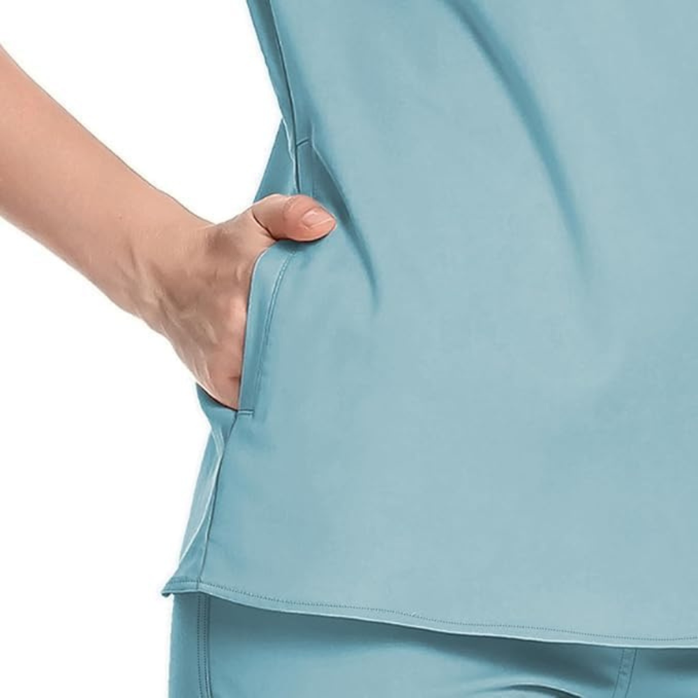 Women 6 Pocket Scrubs Set  Modern Medical Uniform Top and Jogger Pants