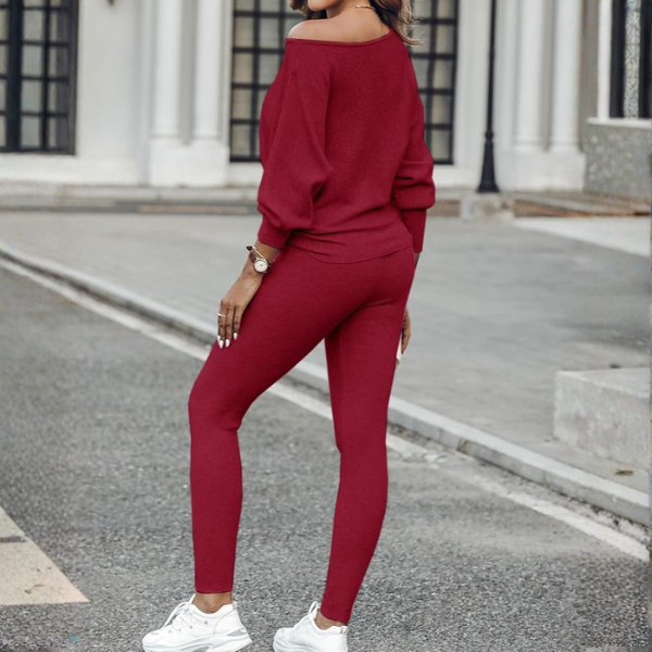 2 Piece Lounge Set With Long Sleeve Pullover And Drawstring Pants
