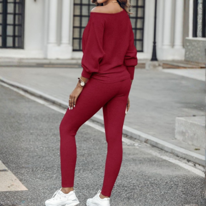 2 Piece Lounge Set With Long Sleeve Pullover And Drawstring Pants
